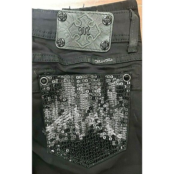 MISS ME WOMENS BLACK DENIM JEANS CLASSIC EMBELLISHED DESIGN SIZE 27 INSEAM 33 - Picture 1 of 10